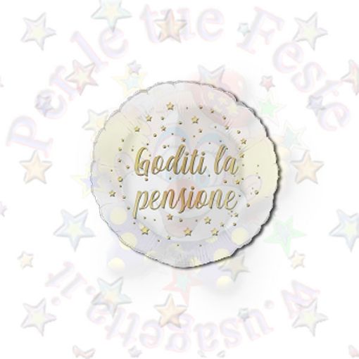 Immagine di Palloncino foil Goditi la pensione bianco Ø 45cm 1pz