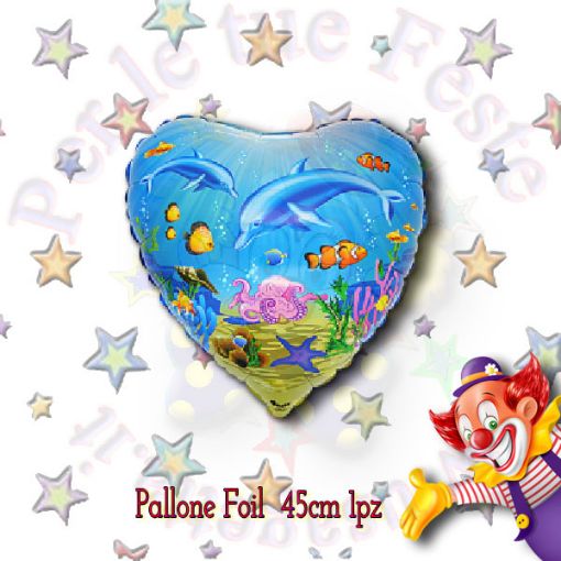 Immagine di Palloncino foil cuore delfini Ø45cm 1pz