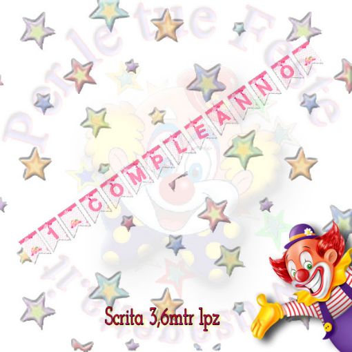 Immagine di Scritta 1°Compleanno rosa carta 3.6mtr