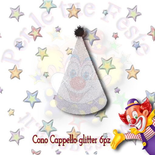 Immagine di Cappellini glitter argento con pom pom 6pz