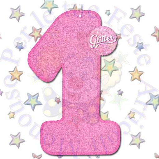 Immagine di Numero 1 carta glitter fucsia 36x23