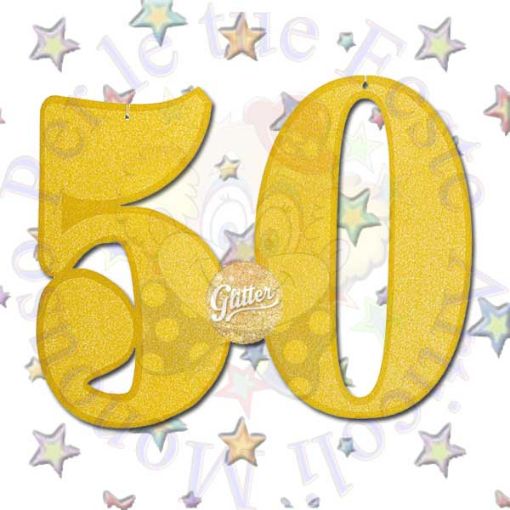 Immagine di Numero 50 carta glitter oro 36x23