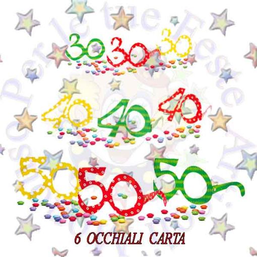 Immagine di Occhiali carta 40 anni 6pz