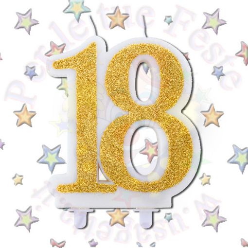 Immagine di Candela 18 oro bio glitter 12cm