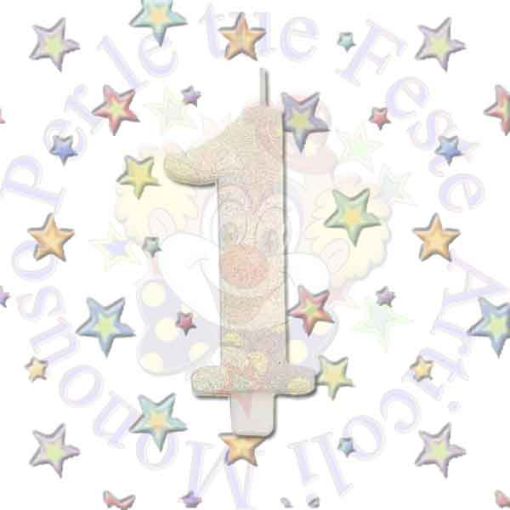 Immagine di Candelina nr. 1 bianco bio glitter 9,5cm