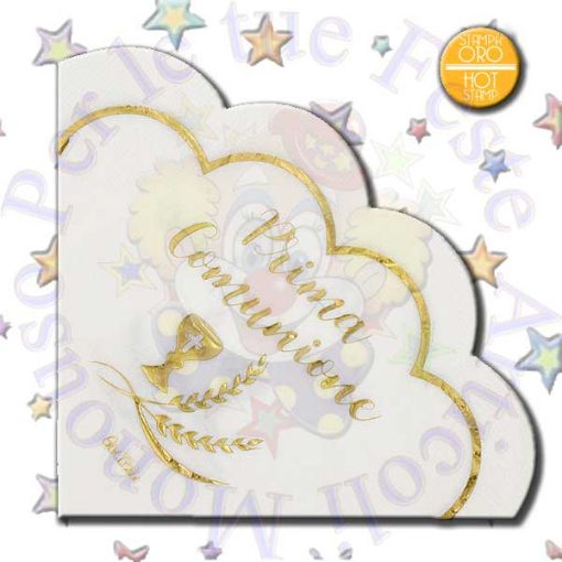 Immagine di Tovaglioli Comunione oro smerlo fiore Ø33 16pz carta riciclabile