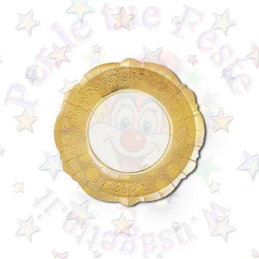 Immagine di Piatti  Liberty Ø21 Bianco bordo oro 8pz compostabile