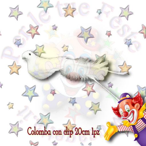 Immagine di Colomba bianca c/clip 15cm