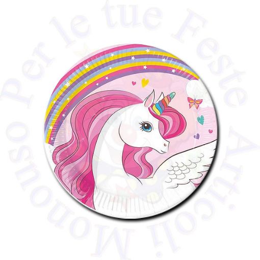 Picture of Piatti Unicorno rainbow colors carta  Ø19,5cm 8pz