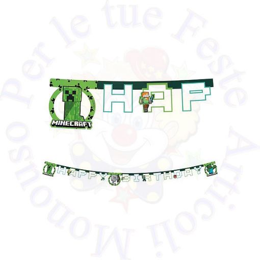 Immagine di Scritta Happy Birthday Minecraft carta 2mtr