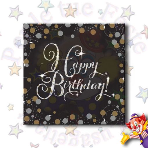 Picture of Tovaglioli sparkling celebration Happy Birthday 33x33 16pz