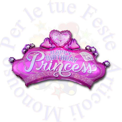 Immagine di Pallone supershape corona Happy Birthday princess 81cm 1pz