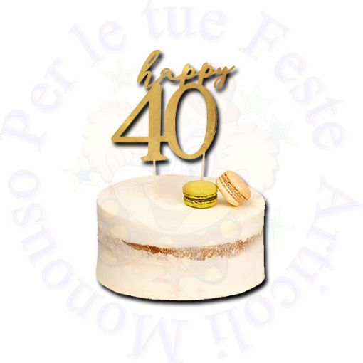 Immagine di Cake topper  Happy 40 oro  13x12cm