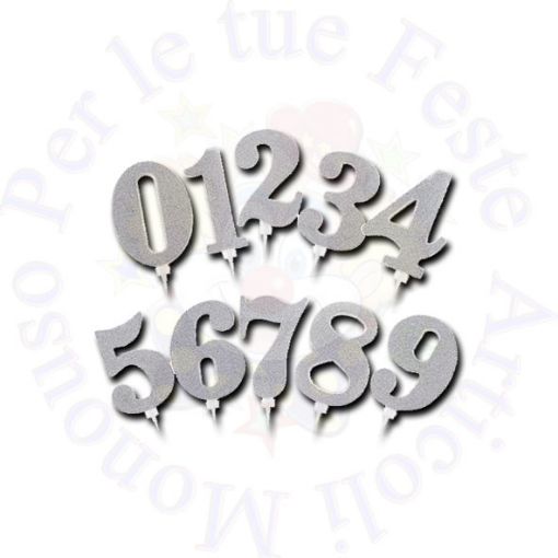 Immagine di Candelina argento glitter nr0  9.5cm