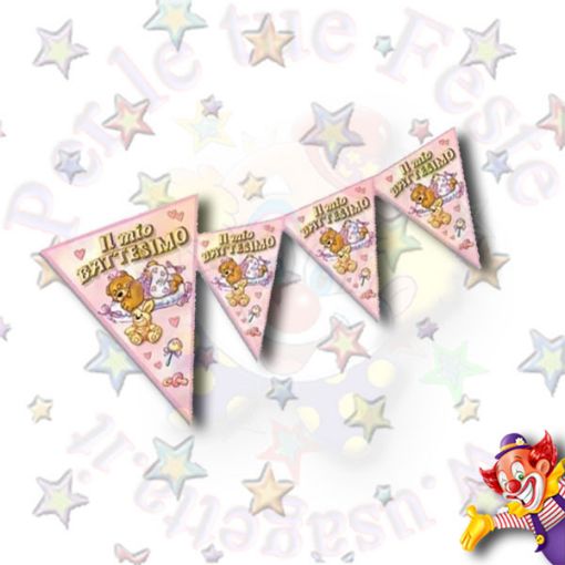 Immagine di Bandierine Battesimo rosa 3,6mtr
