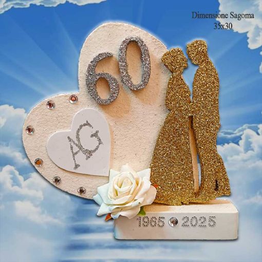 Immagine di Sagoma pls cuore + sposi + glitteratura + decorazioni  40x30cm
