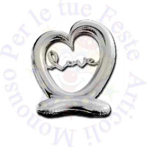 Immagine di Pallone standup cuore con scritta love argento 120cm 1pz