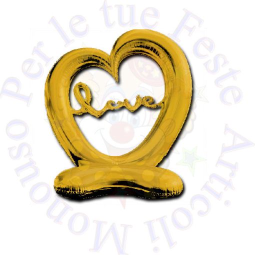 Immagine di Pallone standup cuore con scritta love oro 120cm 1pz