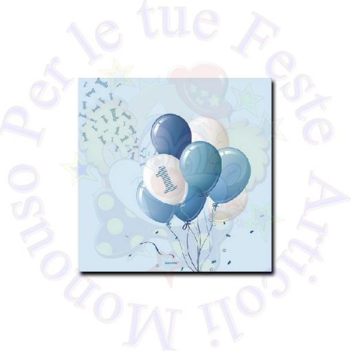 Immagine di Tovaglioli 1° compleanno celeste 33cm