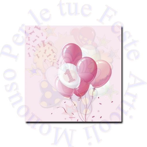 Immagine di Tovaglioli 1° compleanno rosa 33cm