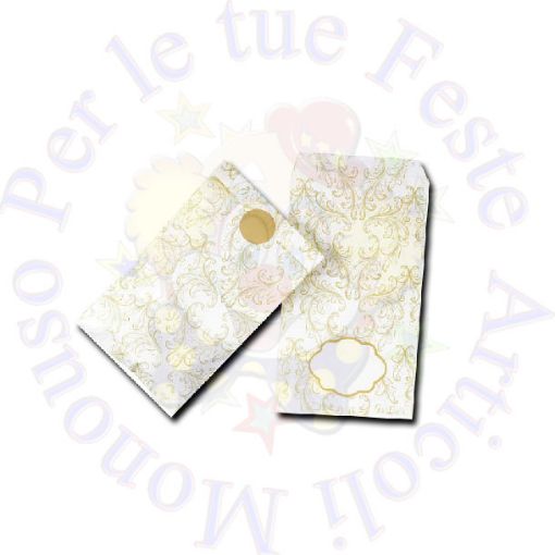 Immagine di Sacchetto carta stampa damasco avorio 8x14cm 10pz