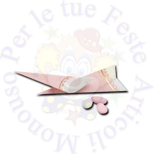 Immagine di Coni carta stampa rosa/oro 8x17cm 10pz