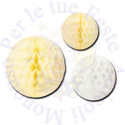 Immagine di Sfere carta nido ape avorio ass 30/25/20cm 3pz