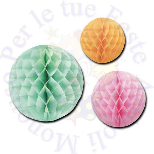 Immagine di Sfere carta nido ape macaron ass 30/25/20cm 3pz