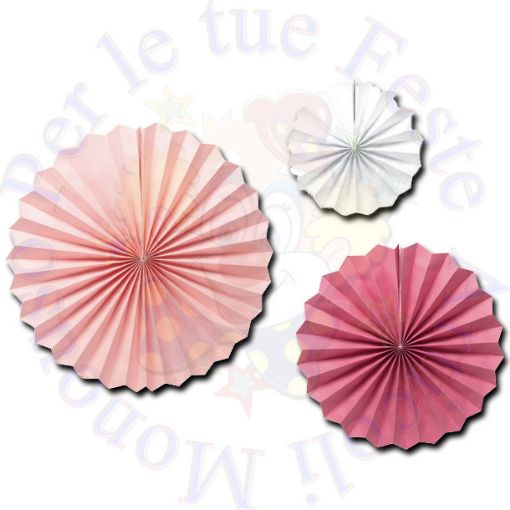 Immagine di Ventagli in carta rosa 20/30/40cm 3pz