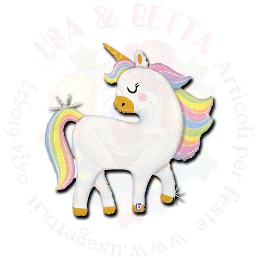 Immagine di Pallone unicorno pastello glitter 94cm