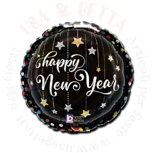 Immagine di Palloncino mylar new year sparlking stars Ø18 45cm 1pz