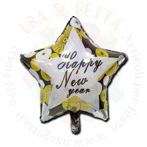 Immagine di Palloncino mylar stella happy new year olografico 20 50cm 1pz