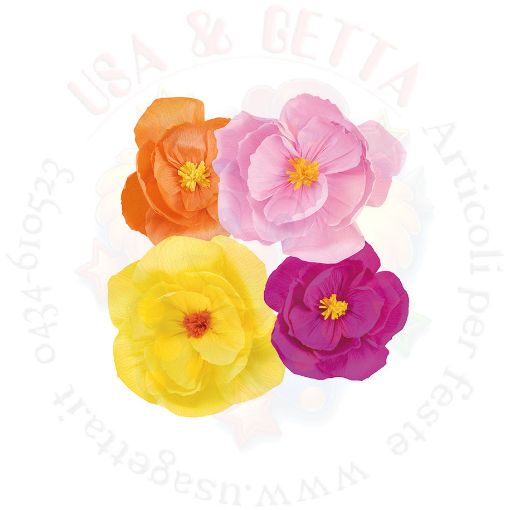 Immagine di Fiori in carta multicolor Ø25/35cm 4pz
