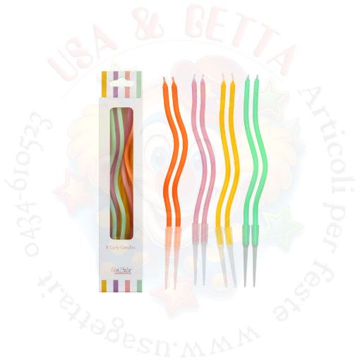 Immagine di Candeline curly pastello ass. 12,5cm 8pz