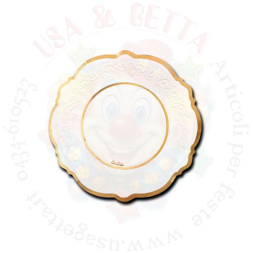 Immagine di Piatti Liberty bianco bordo oro Ø27cm compostabile 8pz