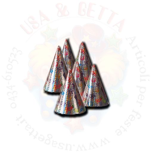 Immagine di Cappellino conetto Hologram argento stampato 6pz