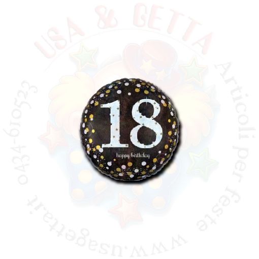 Immagine di Pallone Happy Birthday 18 nero Ø45cm